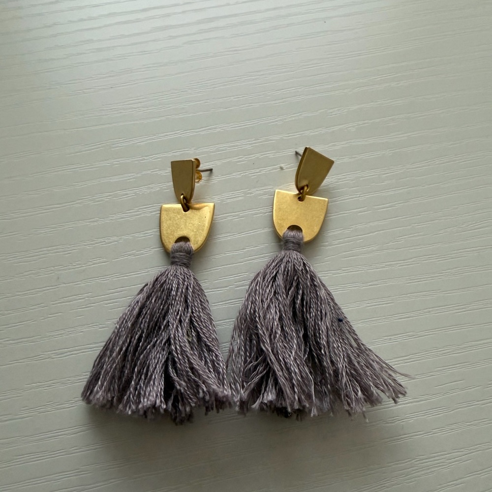 Gold and Light Purple Tassel Earrings